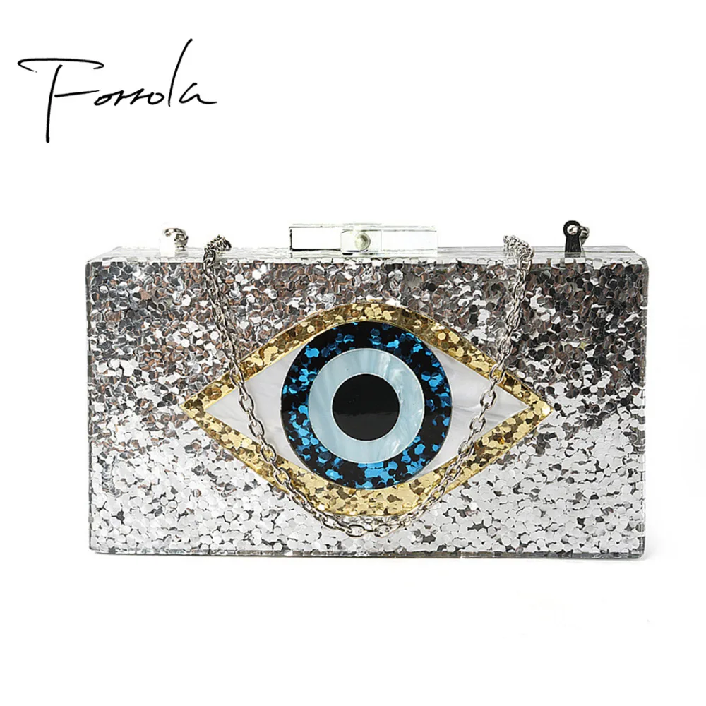 

Forrola Women Big Wallet Creative Mini Chain Bag Top Quality Acrylic Shining Eye Shoulder Bag Evening Handbag Designer Party Bag