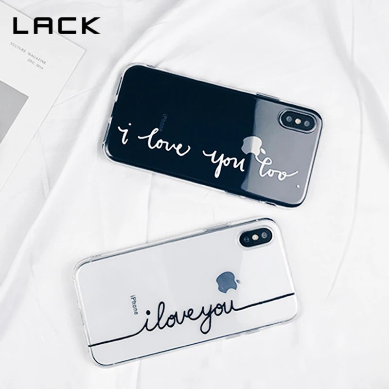 

LACK Ultra thin Soft TPU Phone Cases For iphone 6S 6 7 8 Plus Case Cartoon Clear Letter Print Lover Back Cover For iphone X Capa