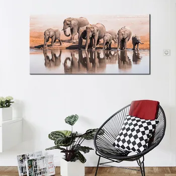 

5d Diy Diamond Painting Elephants Drink Water Large Cross Stitch diamonds embroidery Full Square rhinestone Round picture JS4415