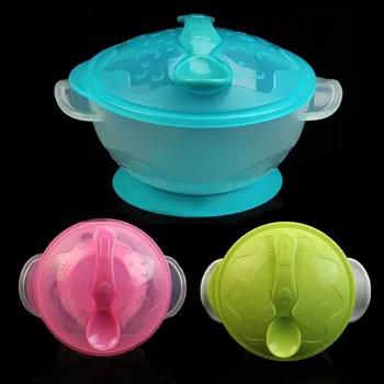 

Slip-resistant Wall Suction Child Tableware Baby Kids Sucker Dishes Gravity Bowl Dinner Feeding Bowls Dishes