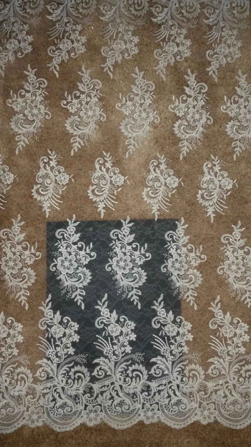 

2017 French lace fabric 135cm ivory diy exquisite lace embroidery clothes wedding dress accessories