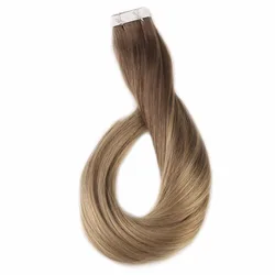 Full Shine Balayage Tape in Human Hair Color #10 Light Brown Fading to 14 Brazilian Remy Glue on Hair 20Pcs 50g Tape on Hair Full Shine Balayage Tape in Human Hair Color #10 Light Brown Fading to 14 Brazilian Remy Glue on Hair 20Pcs 50g Tape on Hair