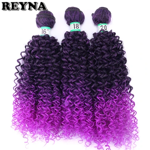 Sintética de Alta Grama para Mulher Fibra Temperatura Tecer Cabelo Encaracolado Kinky Feixes 3 Peças 210