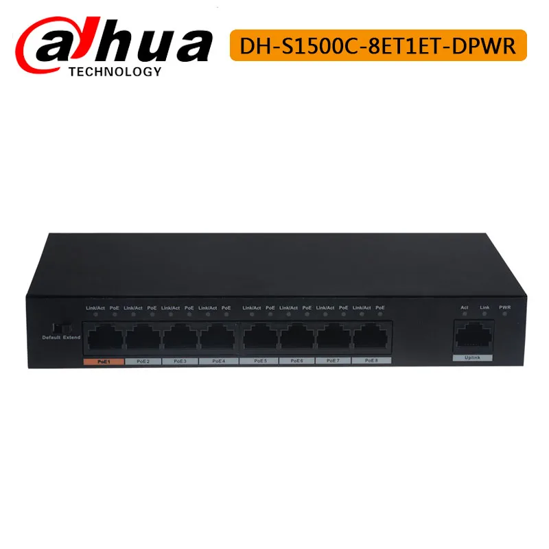 DH DH-S1500C-8ET1ET-DPWR с логотипом PoE коммутатор 8CH Ethernet выключатель питания Поддержка 802.3af 802.3at POE+ Hi-POE стандарт питания