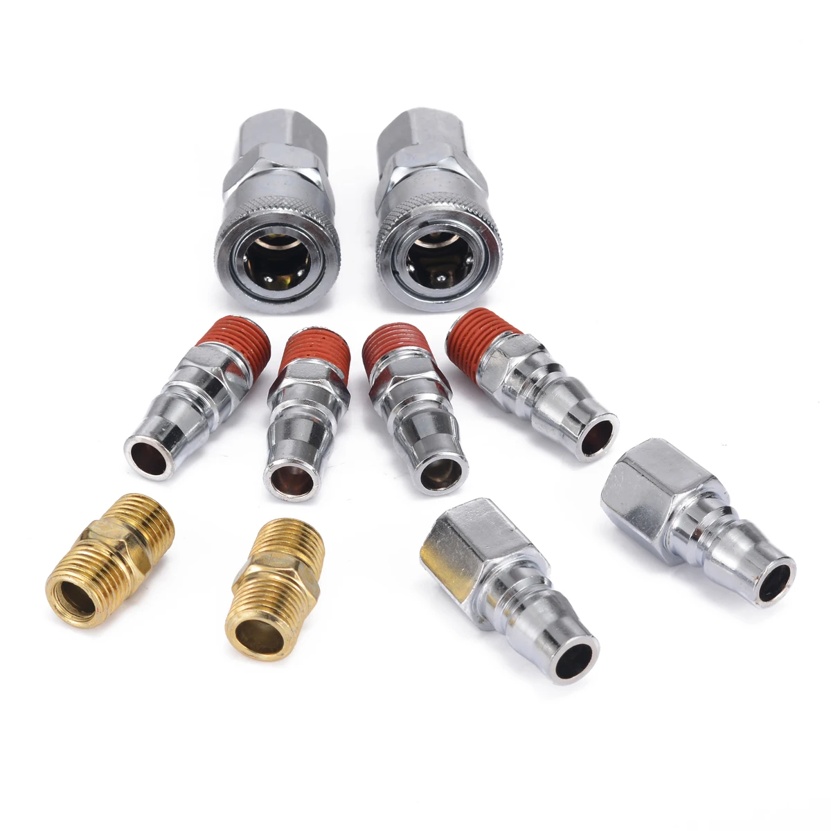 Quick Connect Air Hose Fitting Stainless Steel Air Chief Industrial Interchange High Flow Safety Air Plug 10PCS 1/4 NPT M Style Plugs 