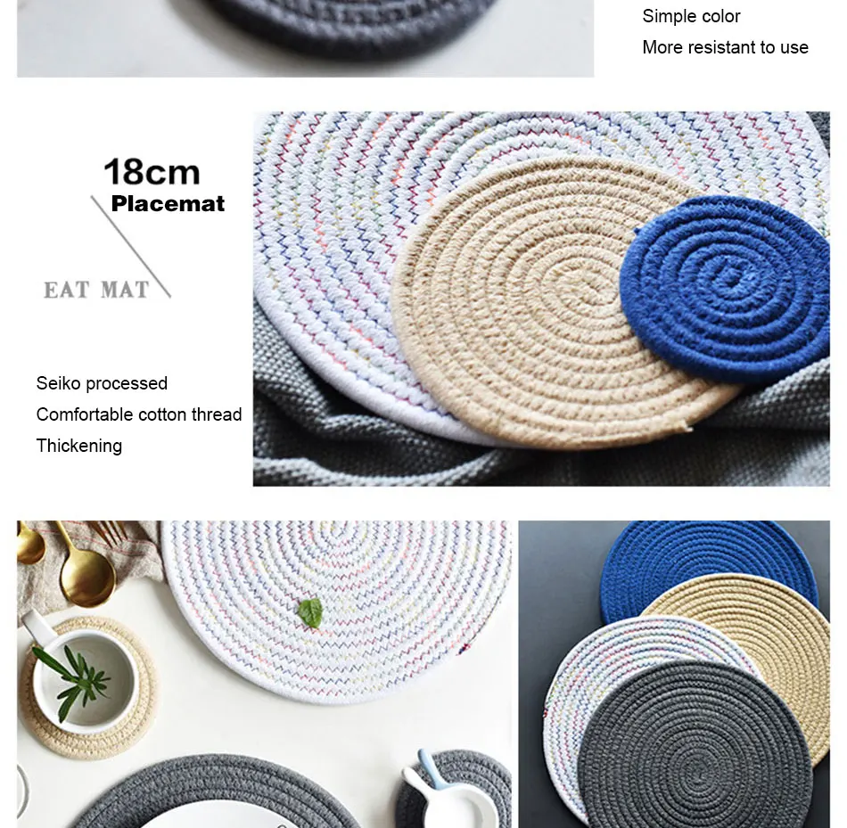  Creative Linen Weaving Mats Drink Coaster Pad Coffee Cup Mat Tea Pad Dining Soft Placemats Home Decoration Accessories 1pcs (7)