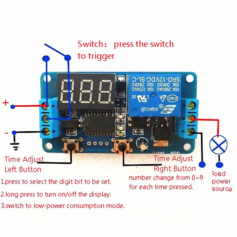 Электрический блок высокого качества DC 12 В светодиодный дисплей цифровой таймер задержки управление переключатель Модуль PLC домашней автоматизации 6,5x3,5 см
