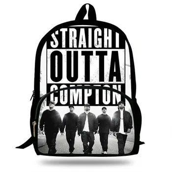 

NWA Straight Outta Compton Print Kids Backpack School Bag For Teenage Boys/Girls Shoulder Bags Children Hip Hop Style Backpack