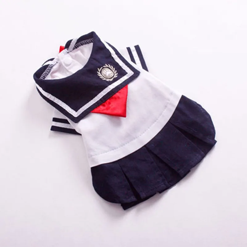 SYDZSW Pet Puppy School Uniform Dog Costume Cute Dog Dress for Chihuahua Terrier Small Dog Pet Cat Clothes in Spring and Summer2