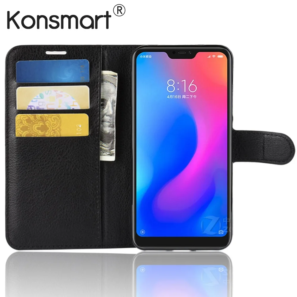 

Phone Cover Redmi 6 Pro Wallet Book Case Back Cover For Xiaomi Redmi Note 6 Pro Global Version Flip PU Leather Cases KONSMART