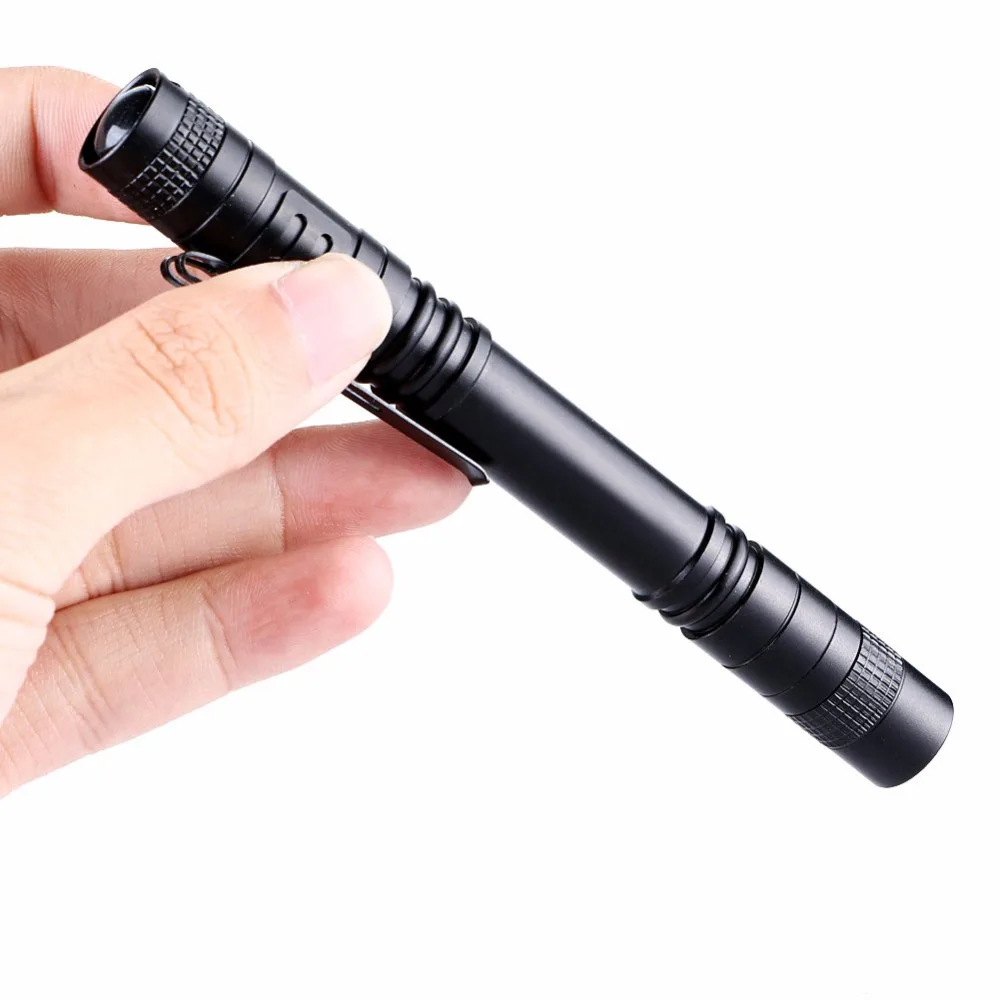 1Pc CREE XPE-R3 LED Bright Mini Penlight 1000 Lumens Clip Pocket Lamp Light Ultra Slim Portable Flashlight Torch AAA