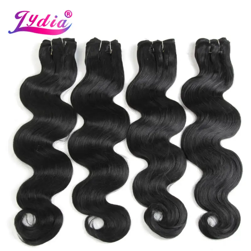 Lydia Body Wave Hair Extension Yaki Body 16"-26" Pure Color 4 Pieces/lot Synthetic Hair Weaving For Women Bundles