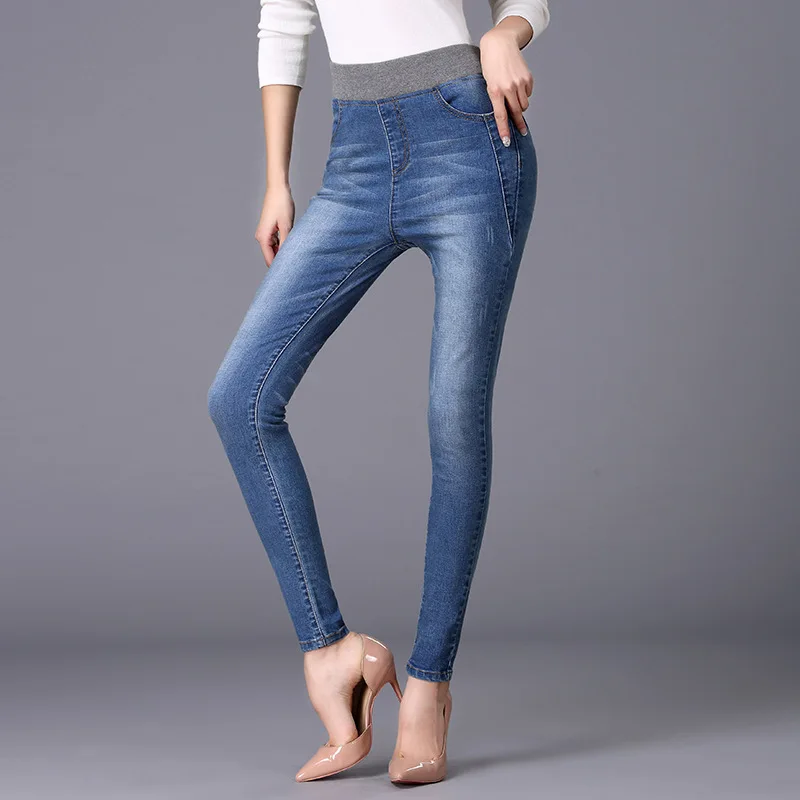 Новый Для женщин Повседневное эластичный пояс плюс Размеры обтягивающие джинсы большой Размеры 7XL 6XL 5XL 4XL XXXL тонкий карандаш брюки