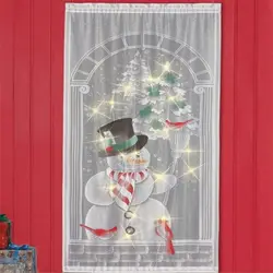 Шторы светодио дный led подсветкой Снеговик кружево шторы с карманом для карниза обработки окна панель праздничные украшения 40 "W x 84" L
