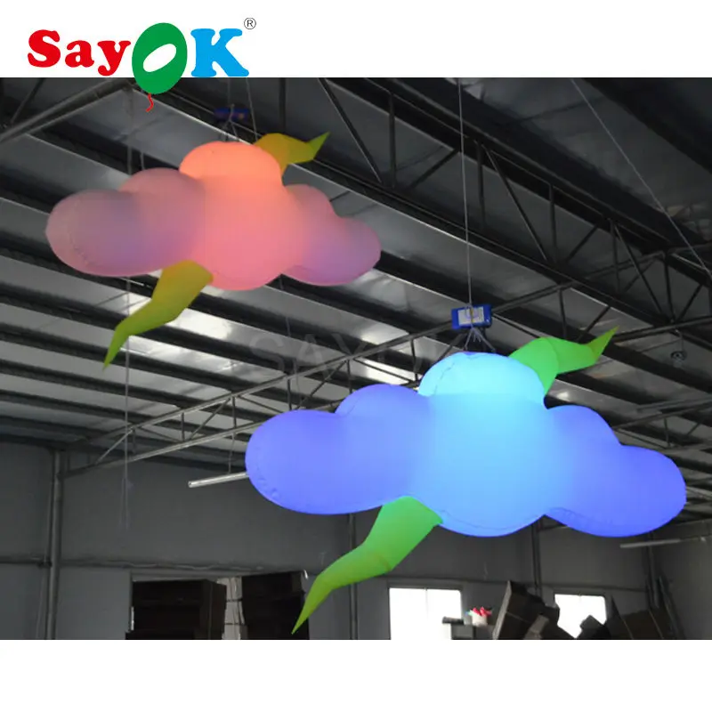 Free freight inflatable cloud inflatable hanging led decoration reality