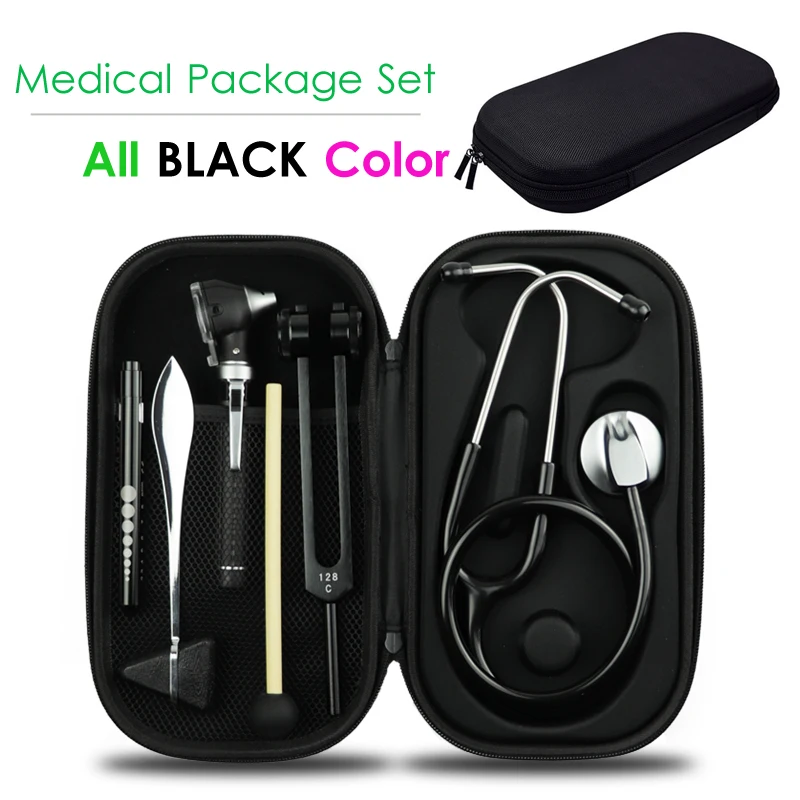 

Black Medical Hard Carrying Storage Case Bag Pouch with Stethoscope Otoscope Tuning Fork Reflex Hammer LED Penlight Torch Tool