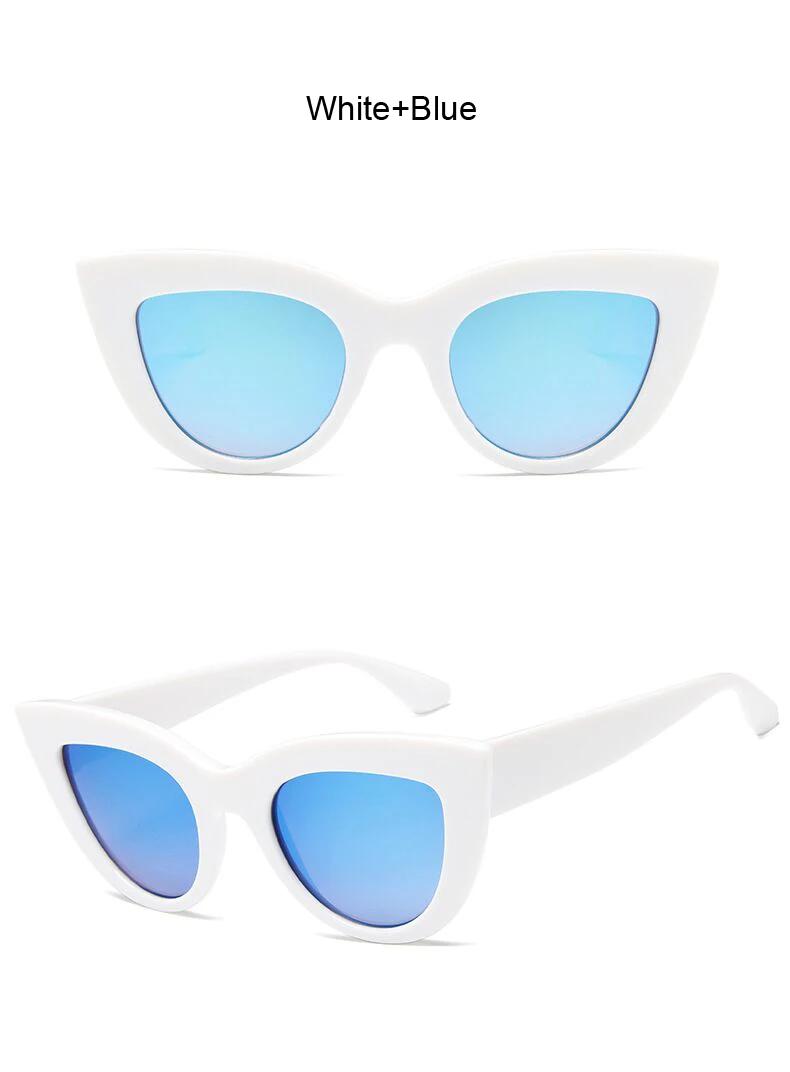 Новый Cat Eye Для женщин солнцезащитные очки Тонированные Цвет объектив Для мужчин Винтаж в форме Солнцезащитные очки женские очки голубые