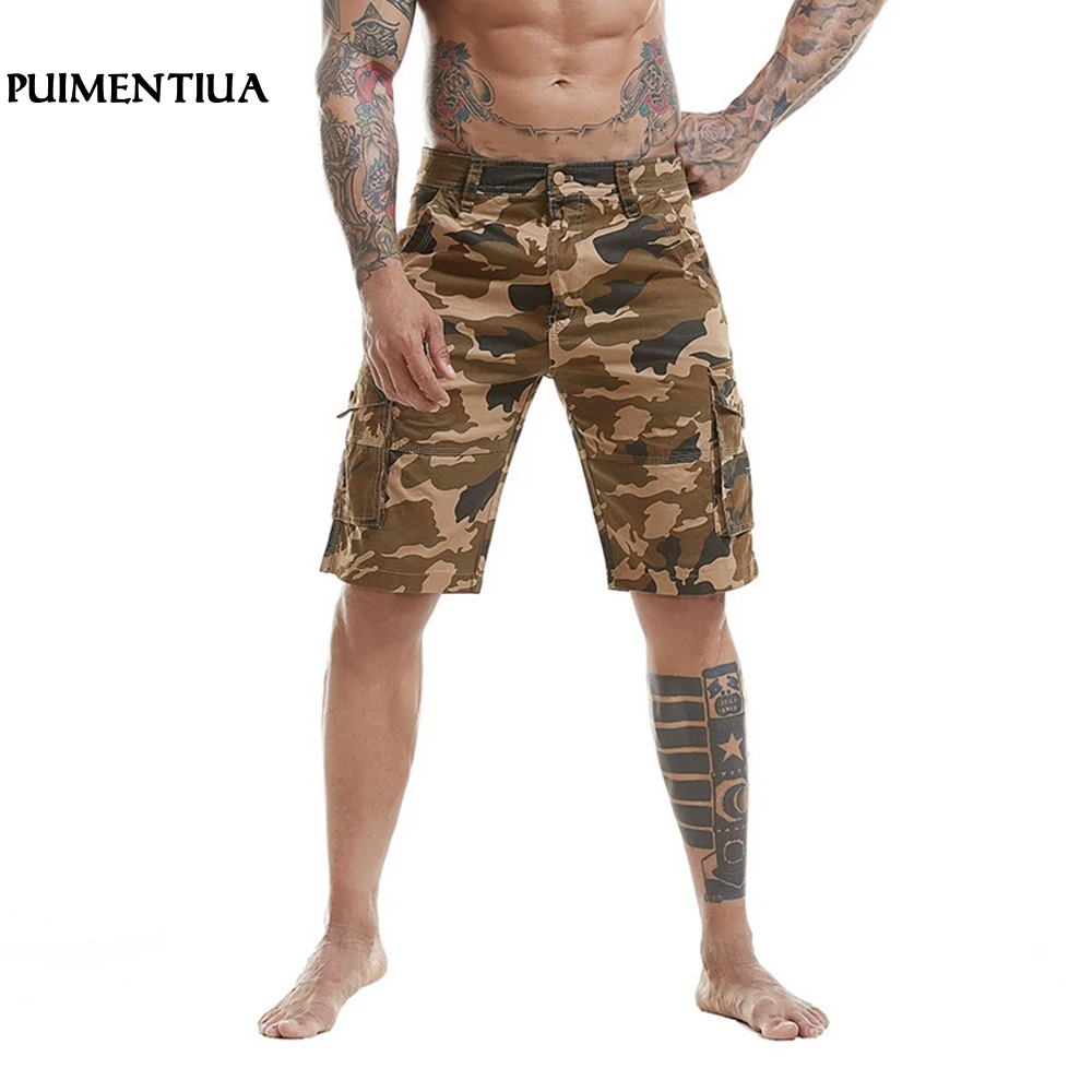 SHUJIN мужские летние свободные повседневные шорты мульти-оснастки шорты большой камуфляж военный комбинезон хип хоп карго шорты