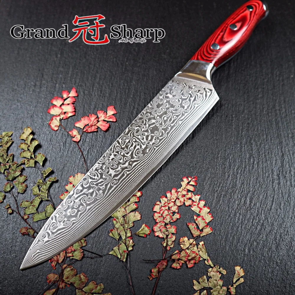 GRANDSHARP 3 pcs Damascus Knife Sets 67 Layers Japanese Damascus Steel vg10 Chef Japanese Santoku U - 32833365515