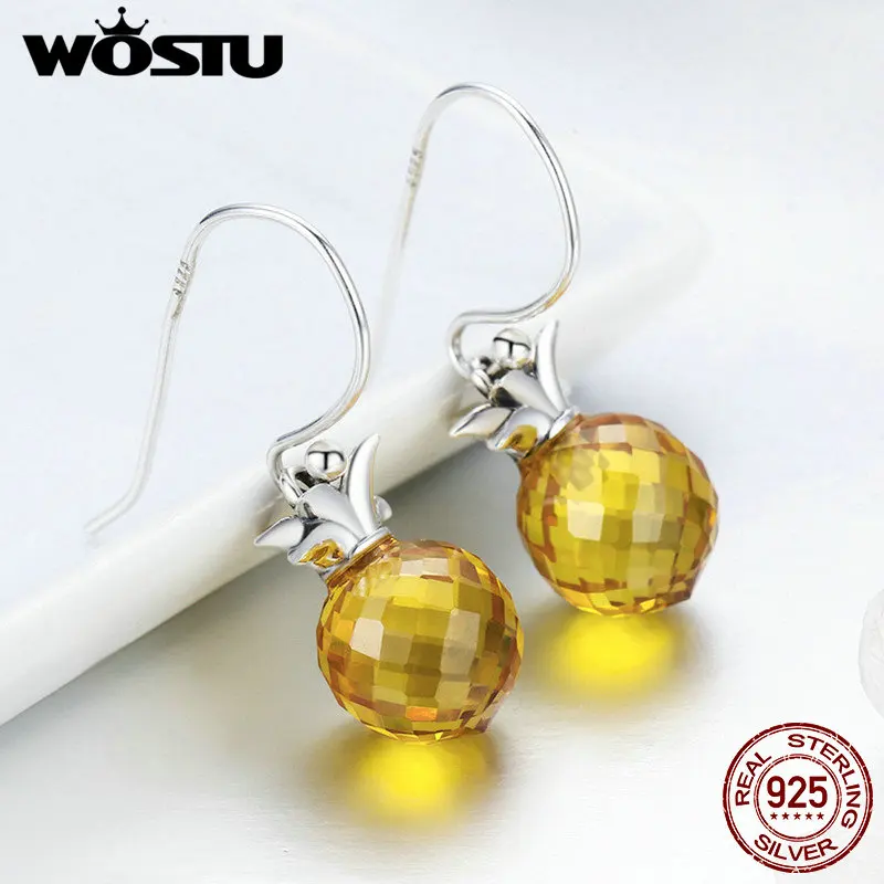 Женские Висячие серьги WOSTU из стерлингового серебра 925 пробы с ананасовым желтым