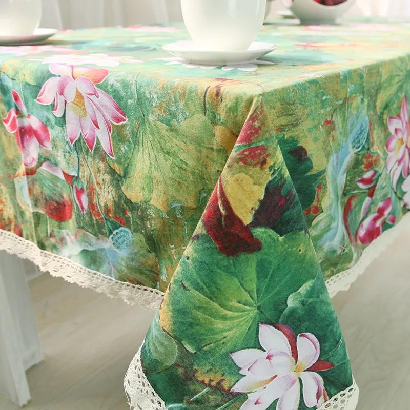 2015 New Arrival Chinese Classical Lotus Pattern Rectangle Cotton Table