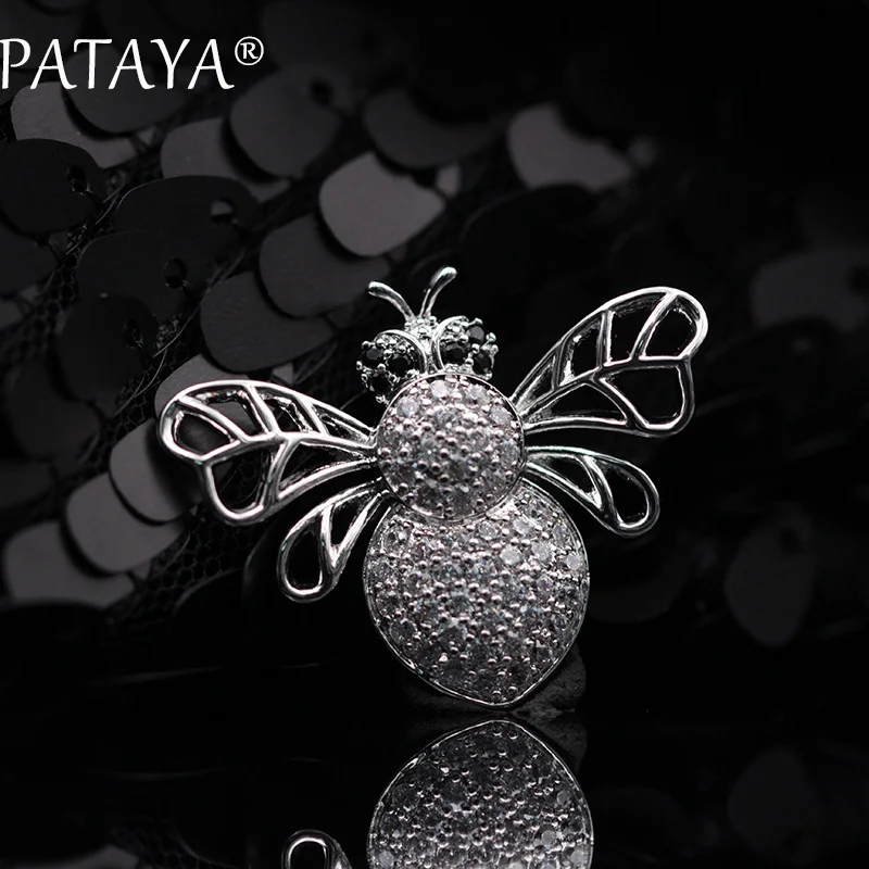 

PATAYA New Arrivals Small Bee True White Gold Brooches Women Luxury Jewelry High-quality Exquisite Workmanship Accessories