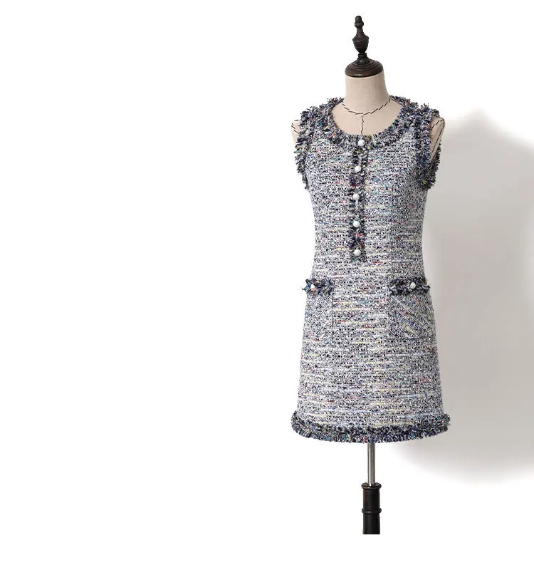 vestido de festa плюс размер платье и легкий грубой твид возраст уменьшая волосы тянет маленький аромат Мода жилет платье