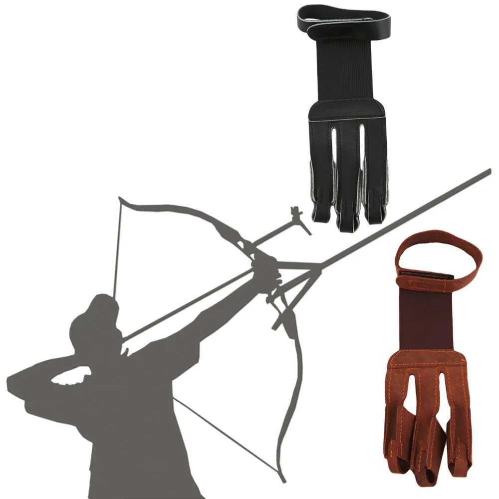 Archery Protect font b Glove b font 3 Fingers Pull Bow arrow Leather Shooting font b