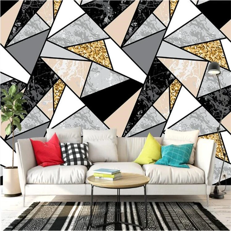 Wellyu Wall Papers Home Decor Custom Wallpaper Modern Minimalist Geometric Triangle Tv Sofa Background Wall Behang Tapety Wallpapers Aliexpress