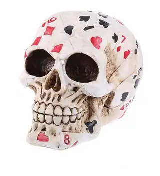 

Poker skull head resin crafts scary skull decoration bar personality set up a Halloween gift