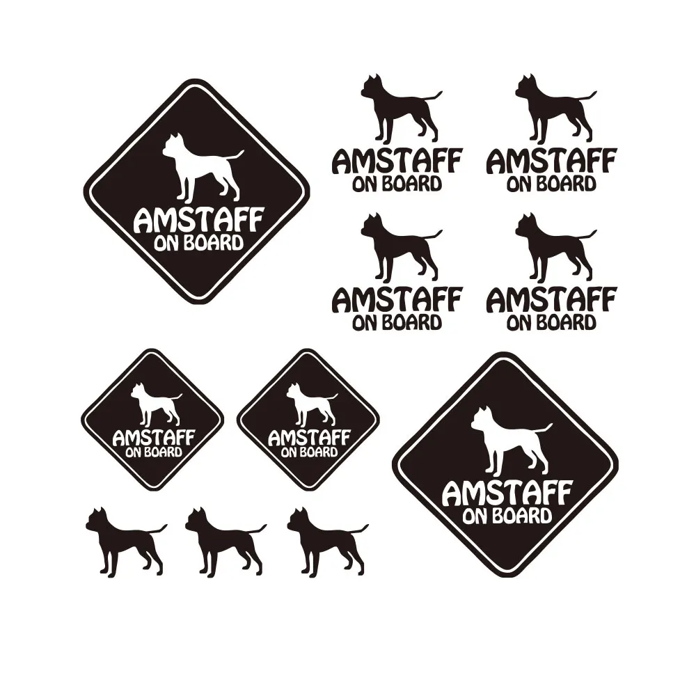 

11pcs VINYL STICKER CAR DECALS AMSTAFF ON BOARD PET DOG T-303