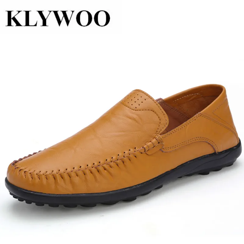 

KLYWOO Men Shoes Casual Big Size 38-47 Fashion Summer Style Soft Moccasins Men Loafers Leather Shoes Men Gommino Driving Shoes