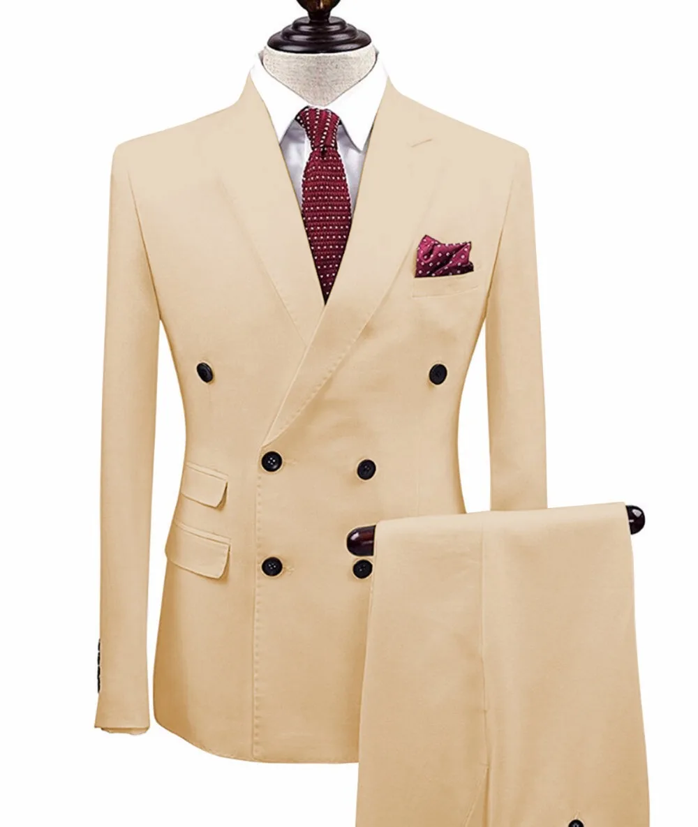 Slim Fit Two Pieces Champagne Negócio Blazer