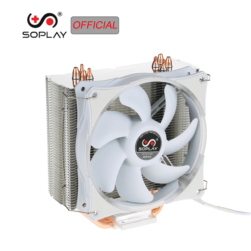 

SOPLAY CPU Cooler 4pin 120mm Fan Cooler Blue LED RGB Fan PC for Intel LGA 115X AMD All Series CPU Cooling Radiator Fan