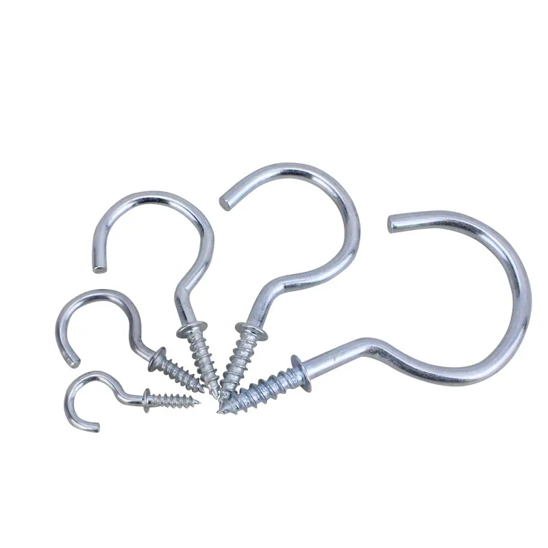 

Silver Tone Metal Light hook,Question Mark Hooks,Sheep Eye Hook Screws Wood Self-tapping Screw Hooking For Wooden Working,60Pcs