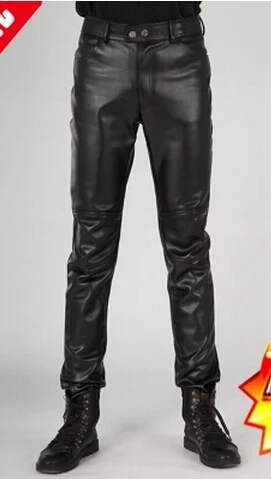 Free shipping The new spring men's trousers Slim sportsman tide PU leather pants leather pants pants / 27-39