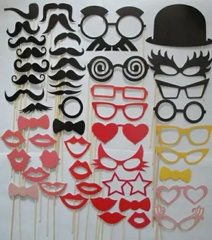 

50 Pcs Photo Booth Props Lips Moustache On A Stick For Wedding Party Photography
