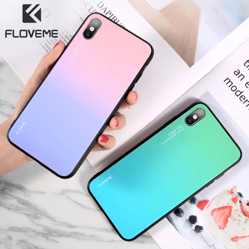 

FLOVEME Gradient Tempered Glass Case For Samsung Galaxy S10 5G S10E S8 S9 Plus Note 8 9 10 A40 A50 Luxury Silicone Bumper Case
