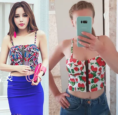 

Tank Top Women Floral Bustier Crop Top Mujer Cropped Feminino Camisole Tops Sexy & Club Sleeveless Bohemian Streetwear Omighty