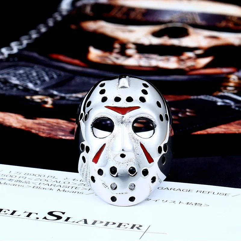 Байер Новое мужское кольцо в стиле панк 316L нержавеющая сталь байкер Джейсон Voorhees Хоккейная маска с красным цветом антикварные мужские ювелирные изделия LLBR8-461R