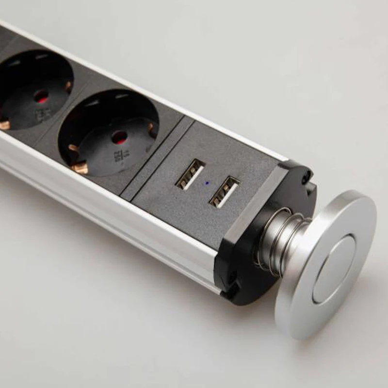 220 В 16A Выдвижная электрическая розетка 3 EU 2 USB кухонная настольная выдвижная для