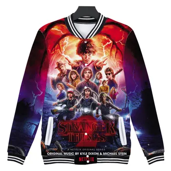 

2018 Stranger Things Baseball Jacket Hot Sale College Women Men Plus Size Winter Jackets Long Sleeve Punk Sweatshirt Coat