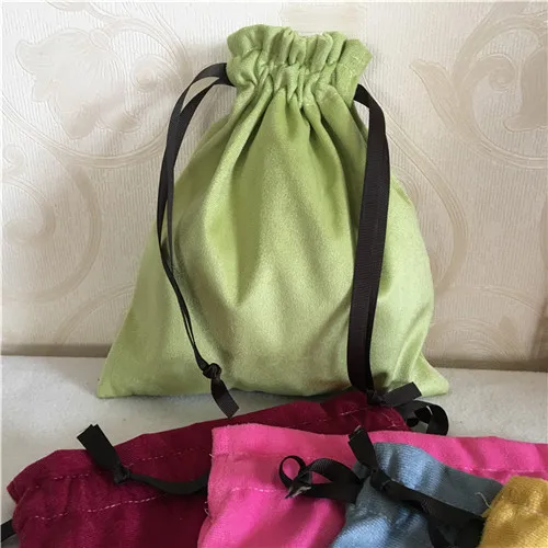 YILE велюр Drawstring сумка многоцелевой Организатор Чехол вечерние мешок подарков 5 цветов на выбор 8218d - Цвет: green