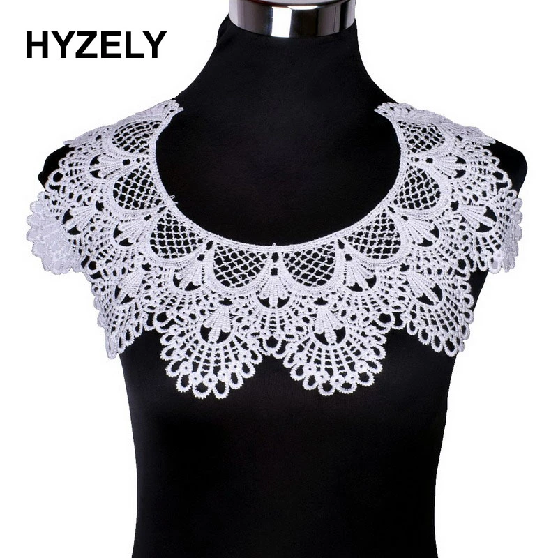 Craft White Collar Venise Floral Lace Applique Trim Decorated Lace Neckline Craft White Collar Venise Floral Lace Applique Trim Decorated Lace Neckline