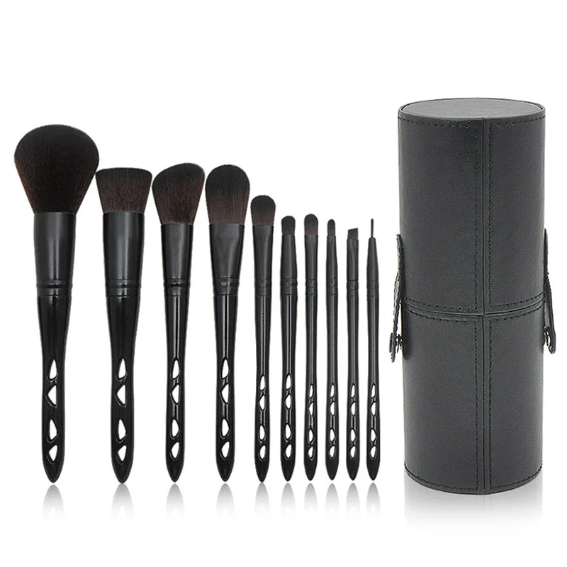 

10Pcs Professional Makeup Brushes Set Cosmetic Make Up Brush Foundation Eye Beauty Tool with PU Leather Cylinder pinceau blush
