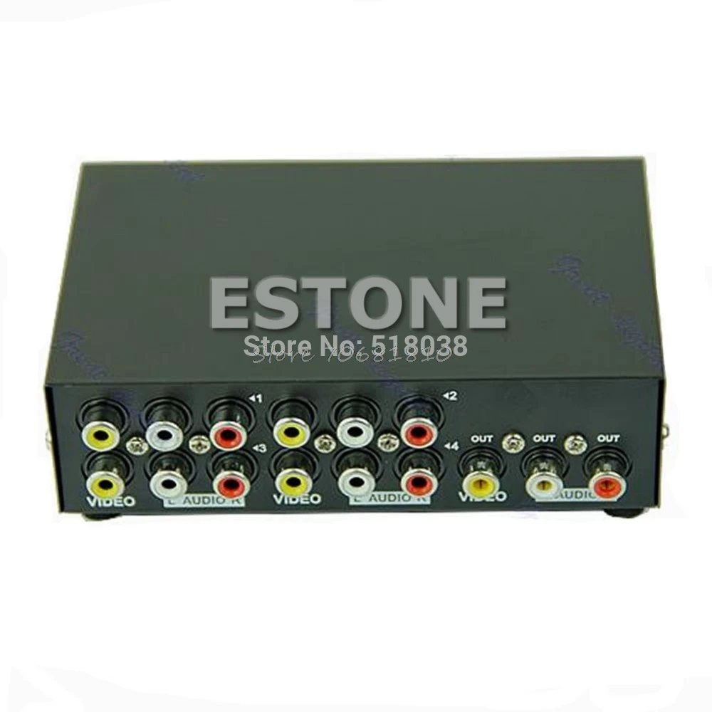 

4 Port Input 1 Output Audio Video AV RCA Switch Switcher Selector Box New