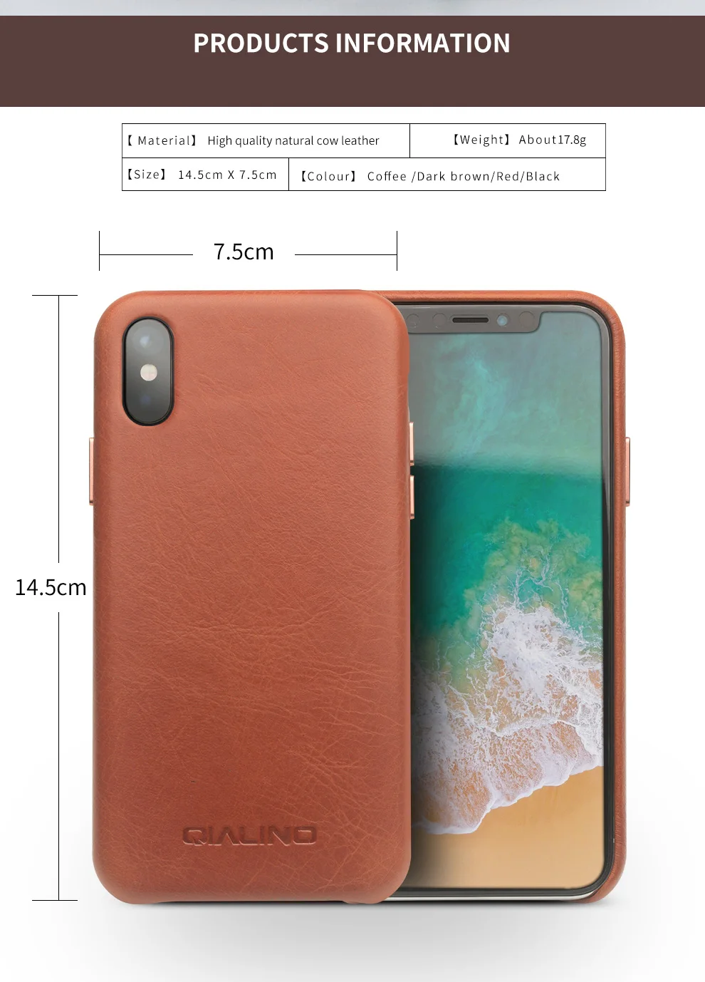 QIALINO, чехол для телефона из натуральной кожи, для Apple, для iPhone X, Роскошный деловой стиль, ультра тонкая задняя крышка для iPhone XS, для 5,8 дюймов