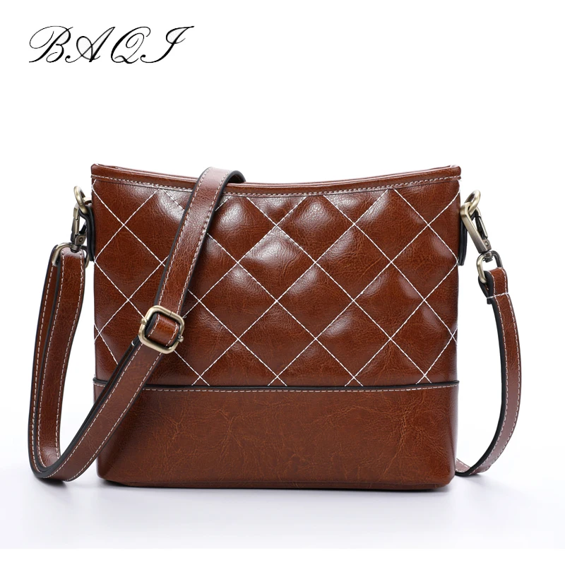 

BAQI Shoulder Bags Women Handbags 2019 Fashion Genuine Cow Leather Luxury Designer Women Messenger Bag Crossbody Bag Lady Girls