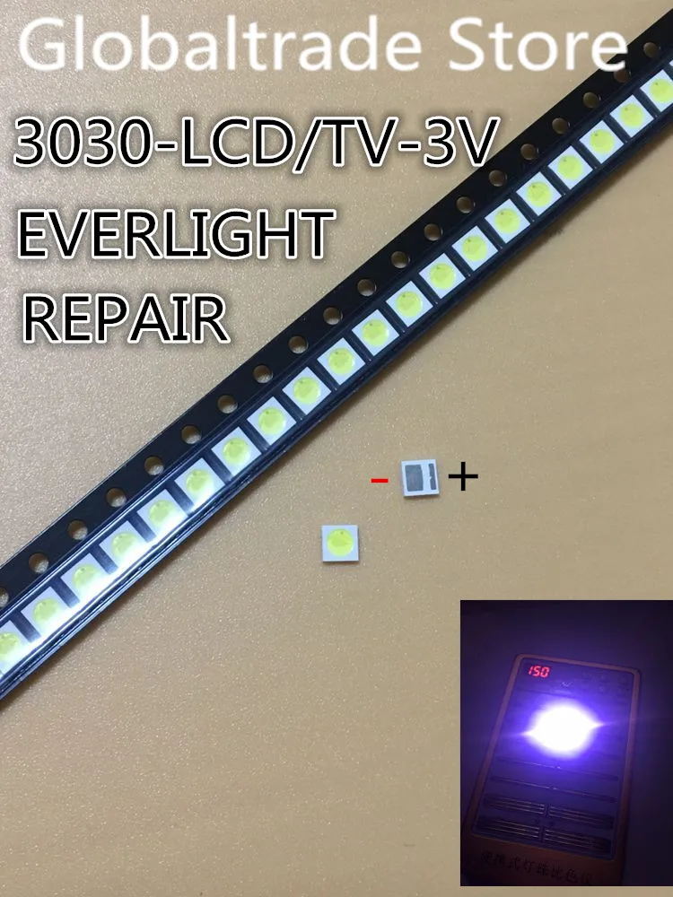 

1000pcs EVERLIGHT LED Backlight 1W 3030 3V Cool white 80-90LM TV Application 62-113TUN2C/S5000-00F/TR8-T with zener