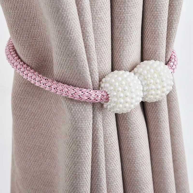 

2Pcs 2019 New Magnetic Pearl Ball Curtain Tiebacks Tie Backs Holdbacks Buckle Clips Accessory Curtain Tieback